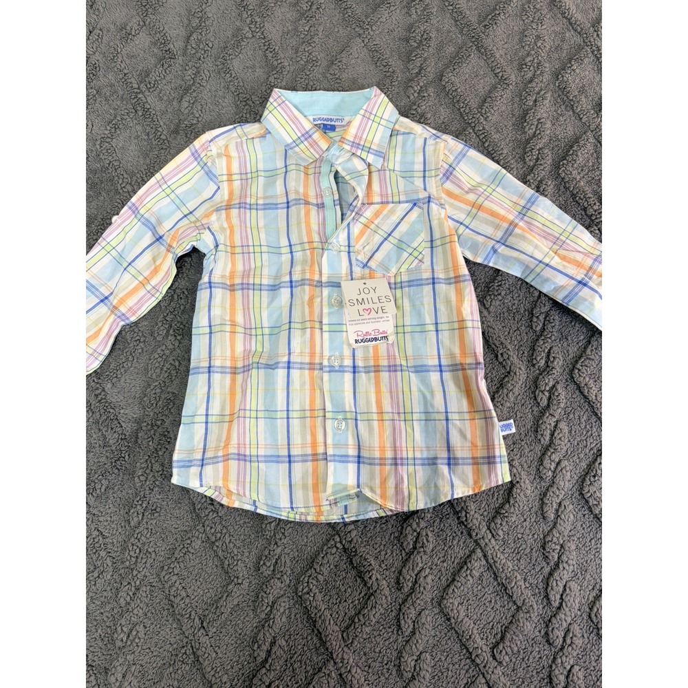 Ruggedbutts Shirt Size 3T NWT New Plaid Long Sleeve Boys Button Down